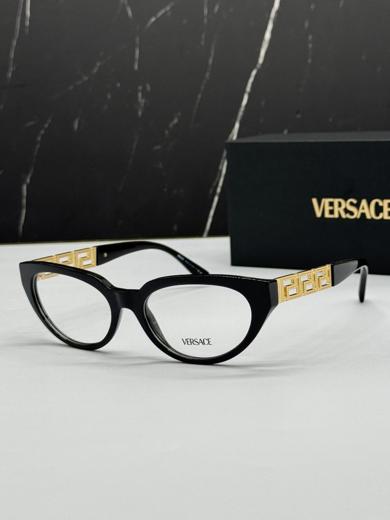 Versace Ve3383 Gb1 Black Cat Eye Women Eyeglasses Authentic New